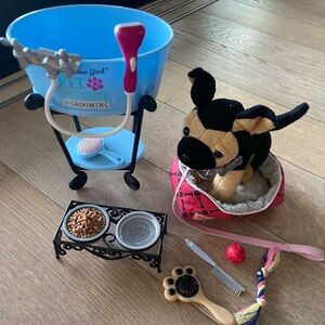 American girl doll dog spa set combined with OG pet set and puppy.